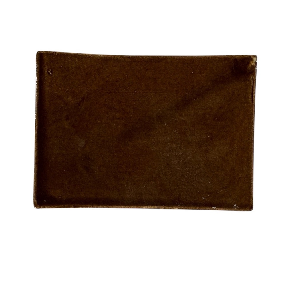Handmade Signed Ceramic Rectangular Brown Soap Dish